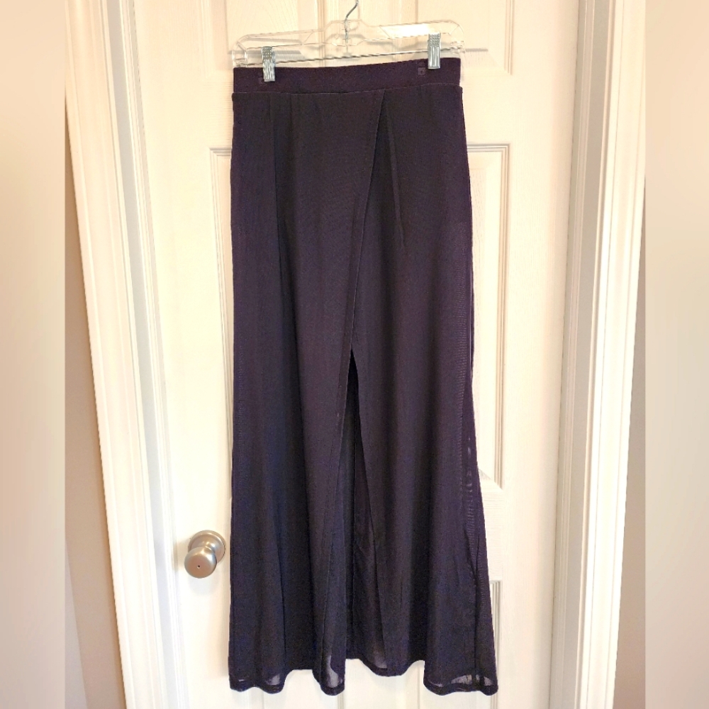 Black Mesh Maxi Skirt with Attached Shorts Size M